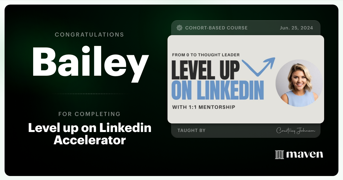 Certificate of Completion for Level up on Linkedin Accelerator