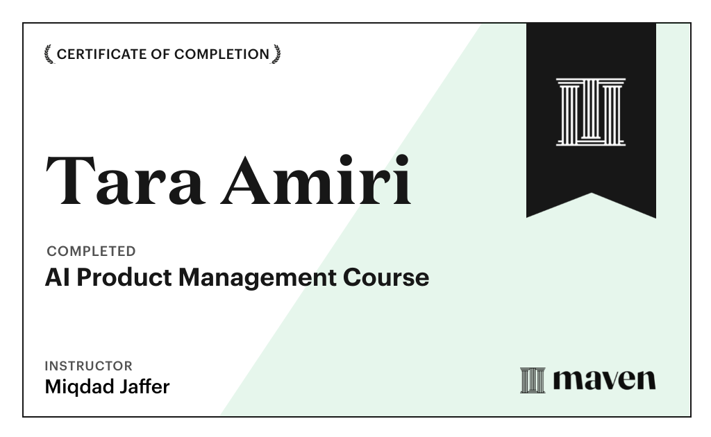 Certificate for AI Product Management Course
