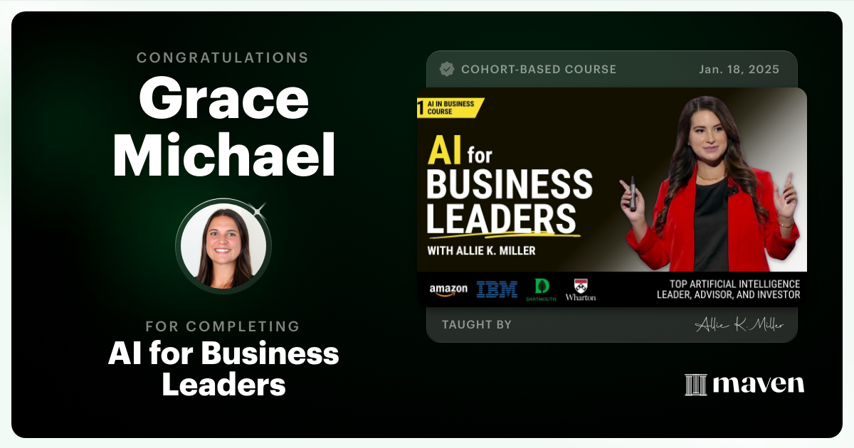 Certificate of Completion for AI for Business Leaders