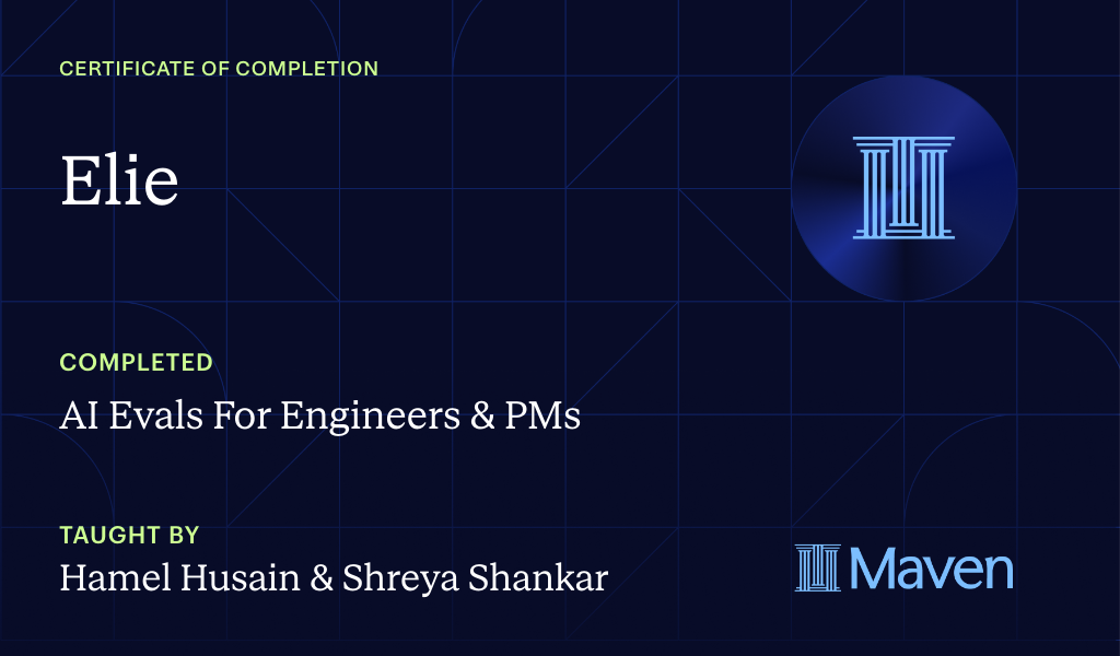 Certificate for AI Evals For Engineers & PMs