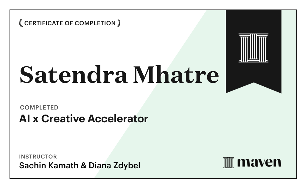 Certificate for AI x Creative Accelerator