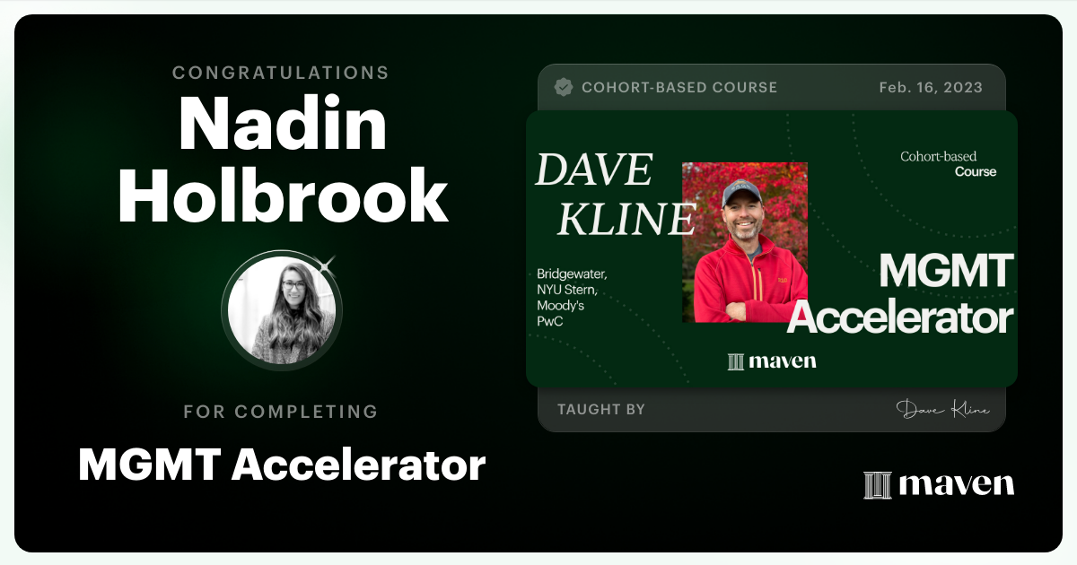 Certificate of Completion for MGMT Accelerator: AI-Enhanced Leadership