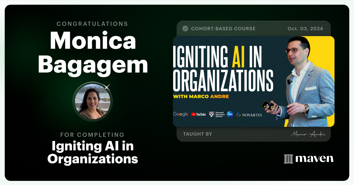 Certificate of Completion for Igniting AI in Organizations