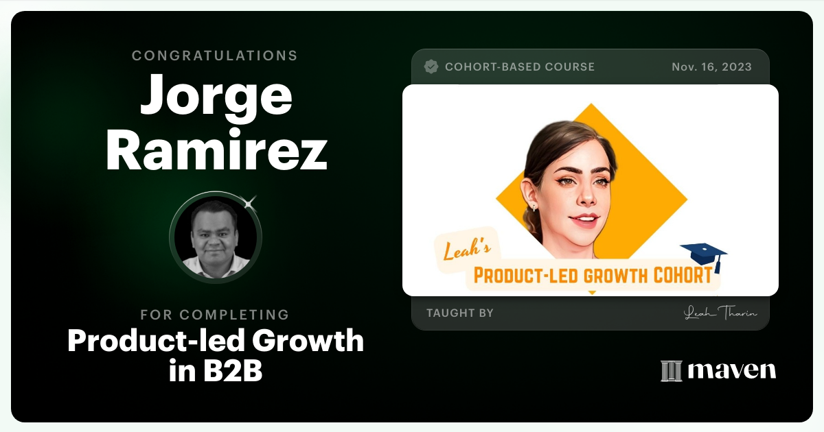 Certificate of Completion for Product-led Growth in B2B