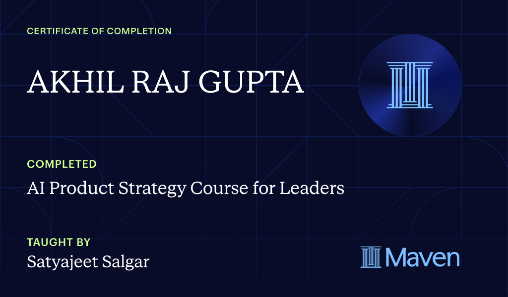 Certificate for AI Product Strategy Course for Leaders