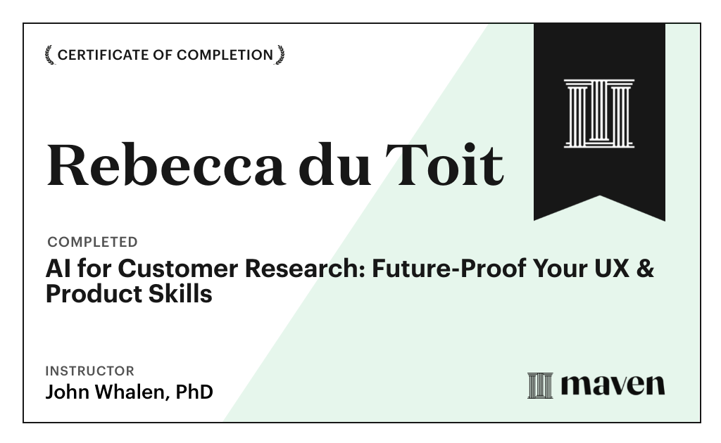Certificate for AI for Customer Research: Future-Proof Your UX & Product Skills