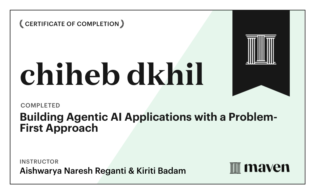Certificate for Building Agentic AI Applications with a Problem-First Approach