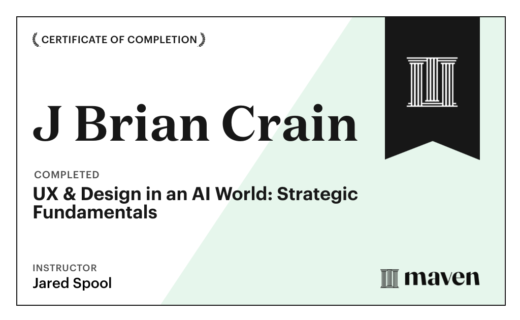Certificate for UX & Design for Today's AI Functionality