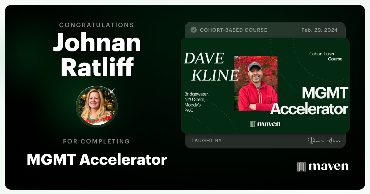 Certificate of Completion for MGMT Accelerator: AI-Enhanced Leadership
