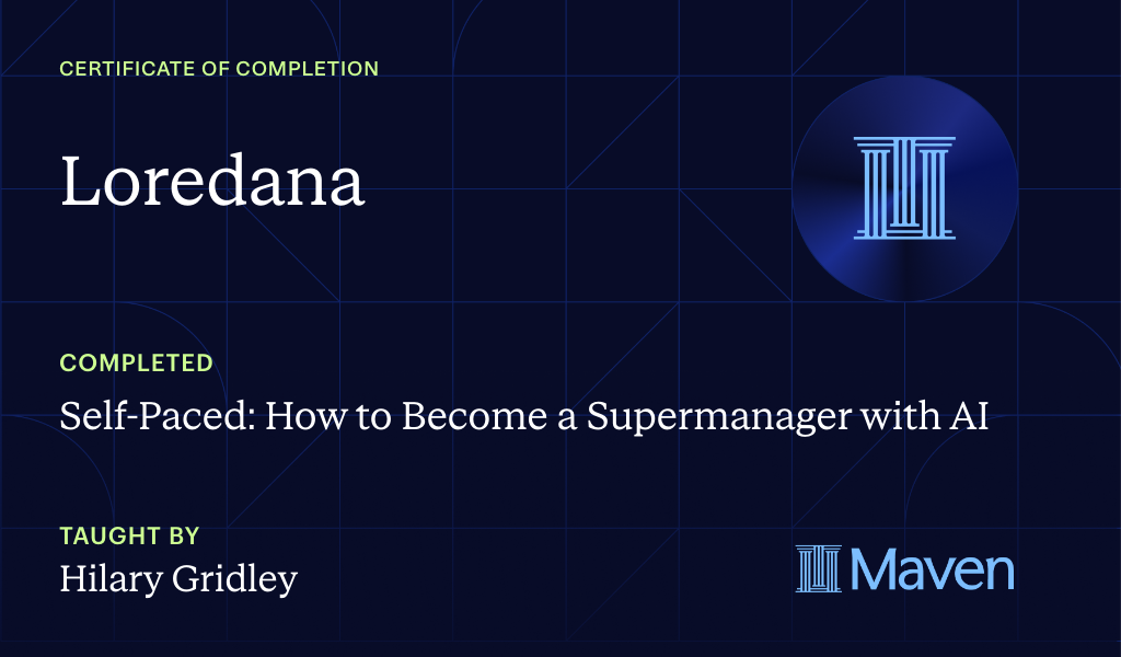 Certificate for Self-Paced: How to Become a Supermanager with AI