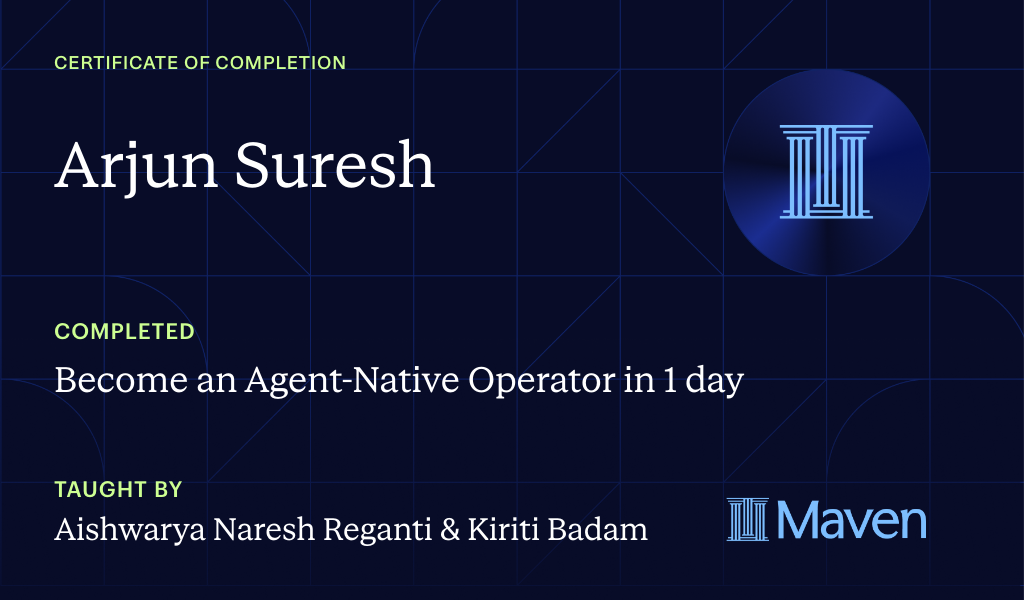 Certificate for Become an Agent-Native Operator in 1 day