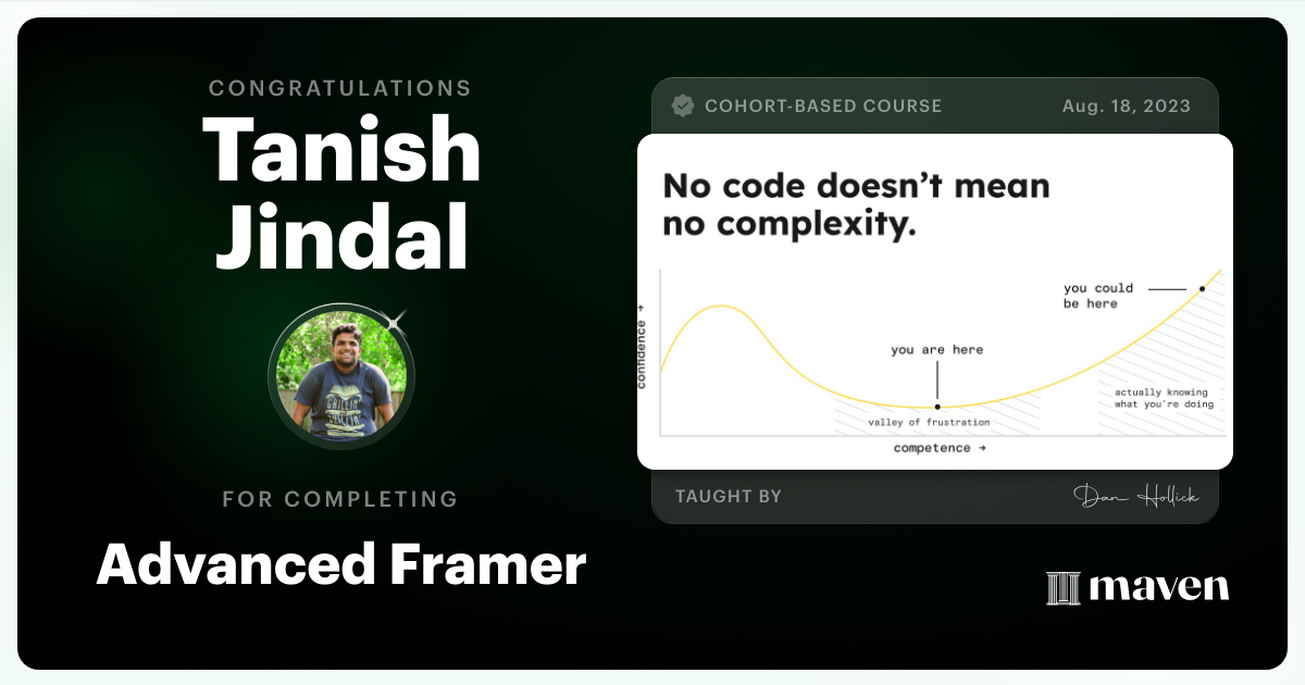 Certificate of Completion for Advanced Framer