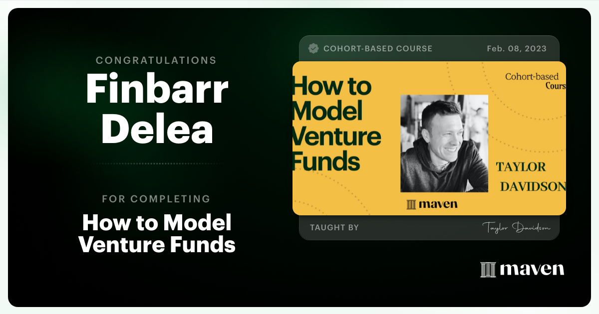 Certificate of Completion for How to Model Venture Funds