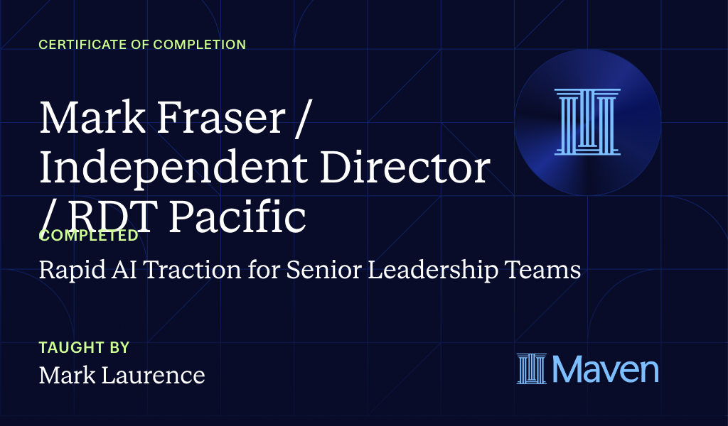 Certificate for Rapid AI Traction for Senior Leadership Teams