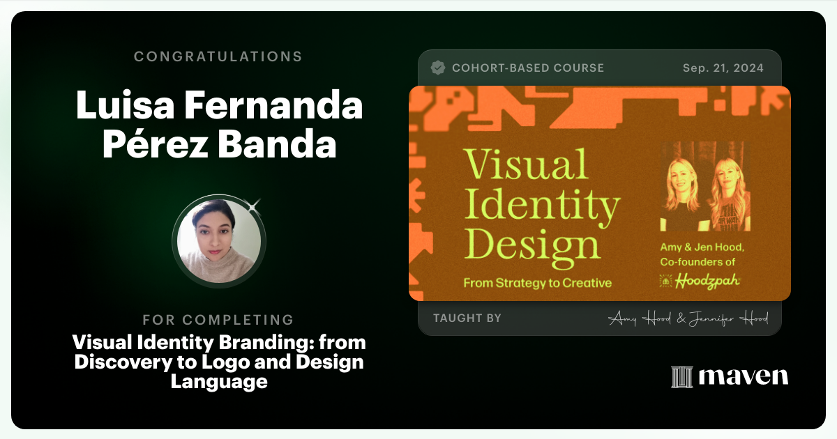 Certificate of Completion for Visual Identity Branding: from Discovery to Logo and Design Language