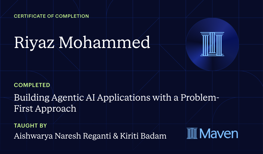 Certificate for Building Agentic AI Applications with a Problem-First Approach