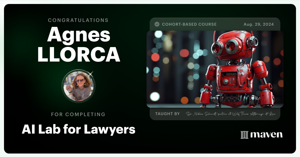 Certificate of Completion for AI Lab for Lawyers