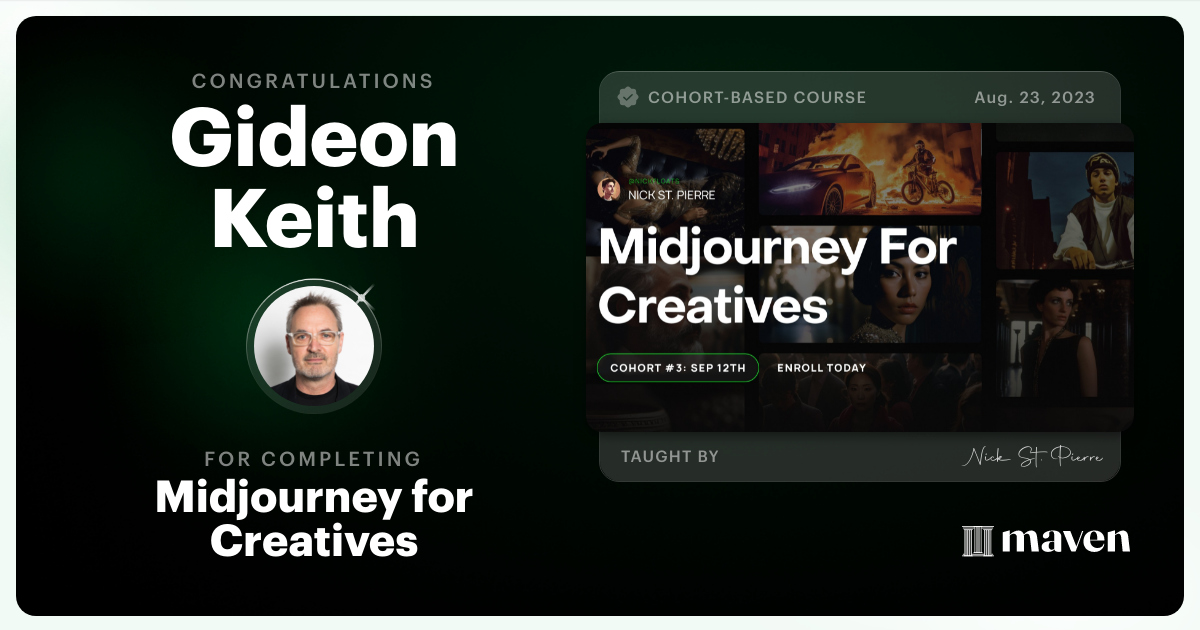 Certificate of Completion for Midjourney for Creatives