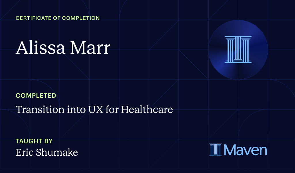 Certificate for Transition into UX for Healthcare