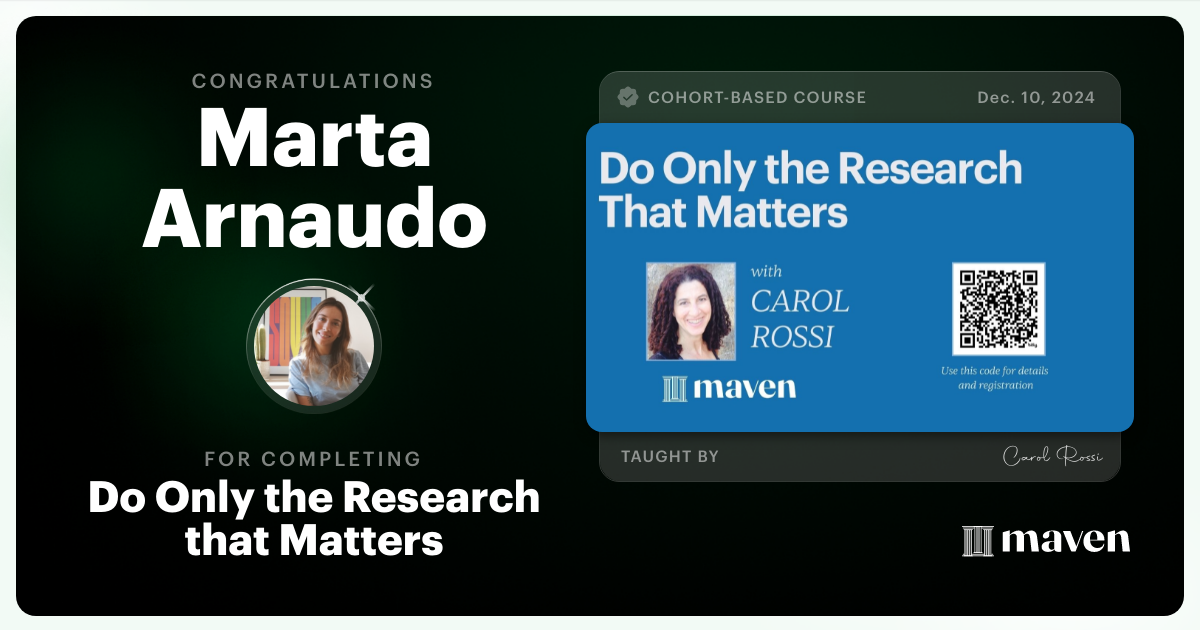 Certificate of Completion for Do Only the Research that Matters