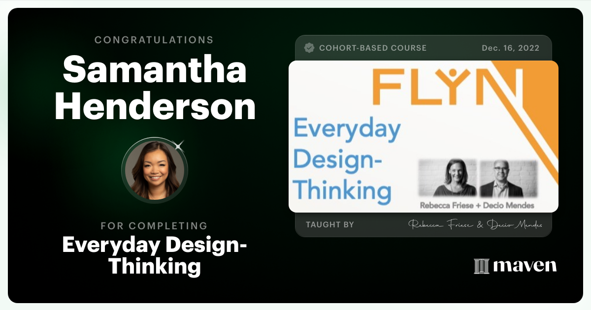 Certificate of Completion for Everyday Design-Thinking