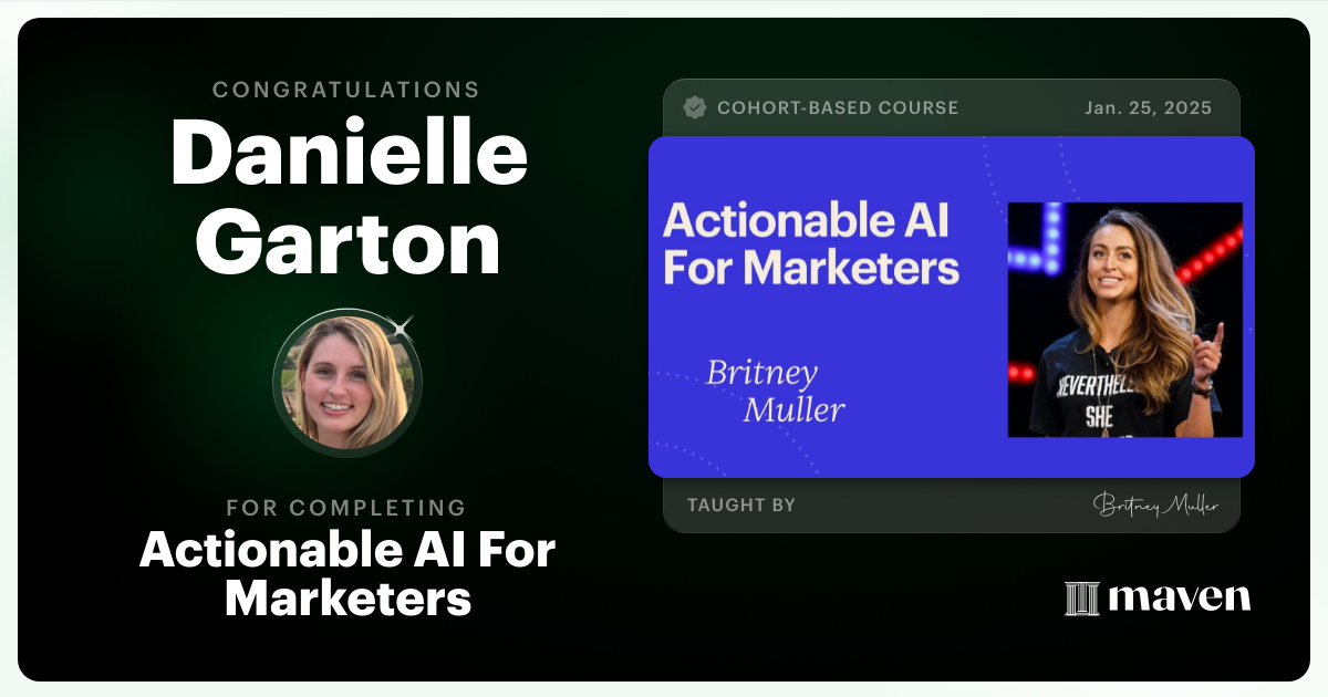 Certificate of Completion for Actionable AI For Marketers