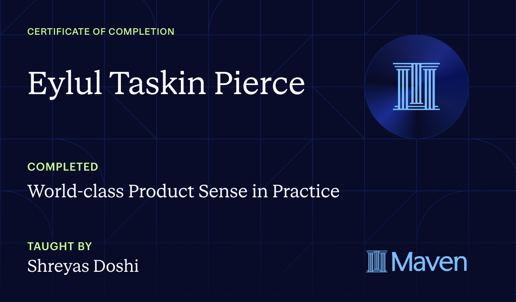 Certificate for World-class Product Sense in Practice