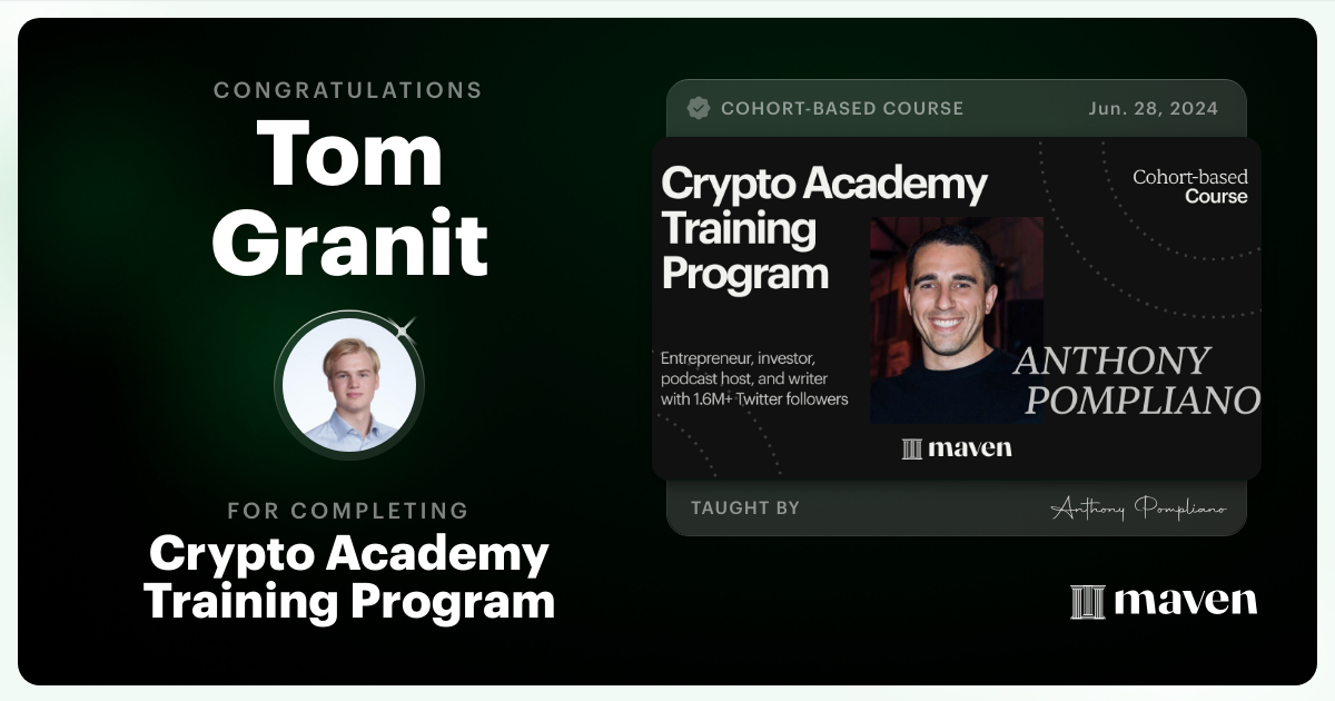 Certificate of Completion for Crypto Academy Training Program