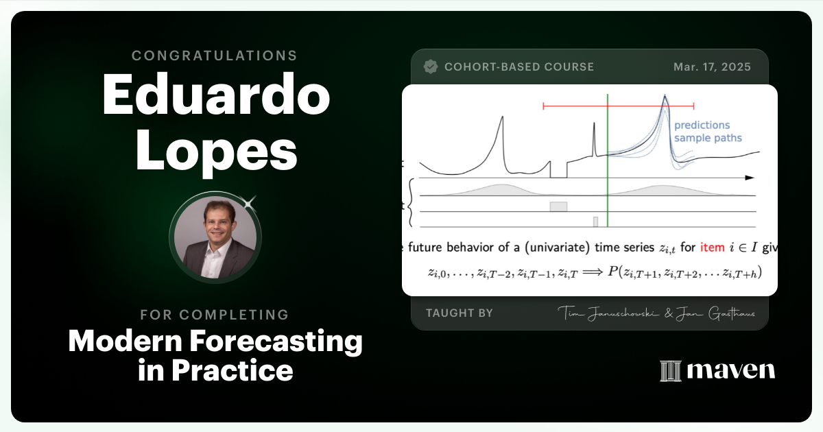 Certificate of Completion for Modern Forecasting in Practice
