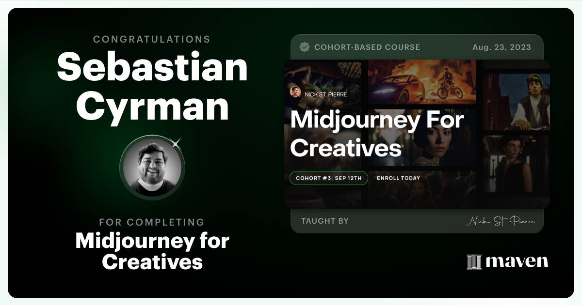 Certificate of Completion for Midjourney for Creatives