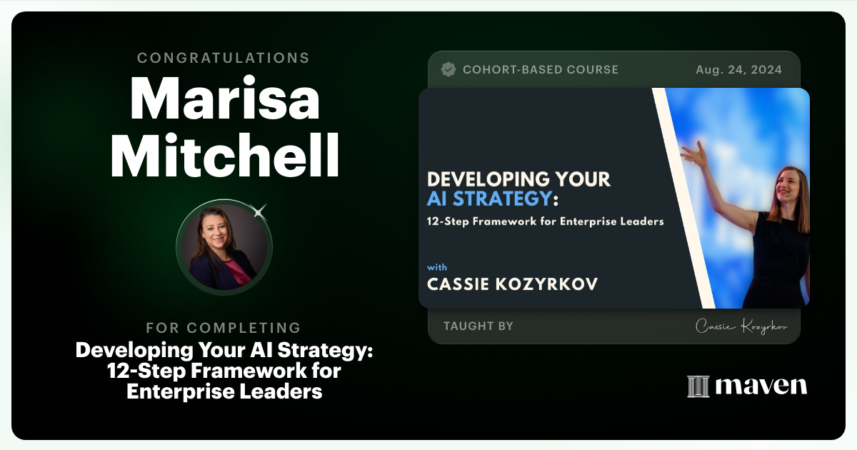 Certificate of Completion for Developing Your AI Strategy: A Framework for Leadership
