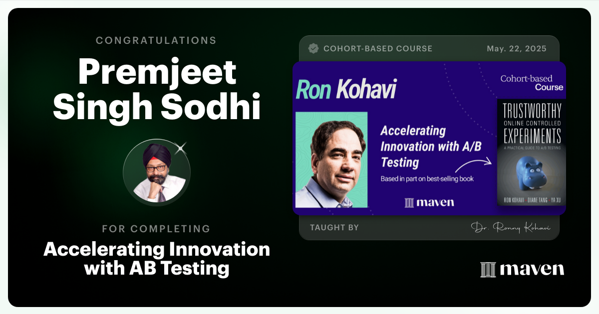 Certificate of Completion for Accelerating Innovation with A/B Testing