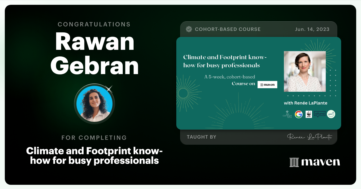 Certificate of Completion for Climate and Footprint know-how for busy professionals