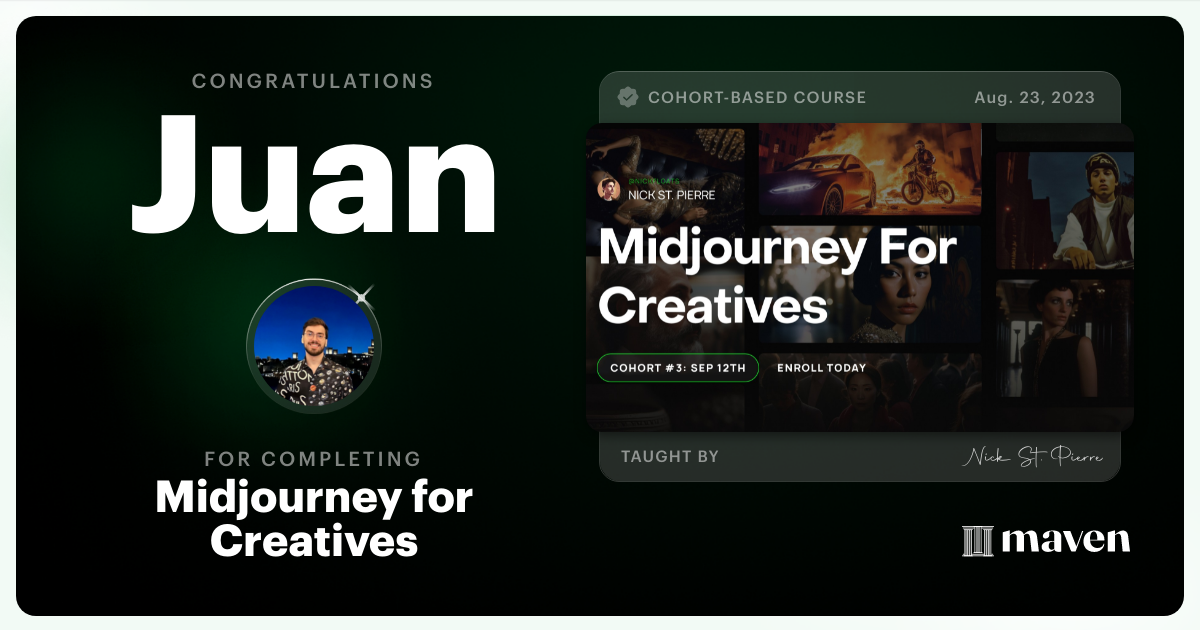 Certificate of Completion for Midjourney for Creatives