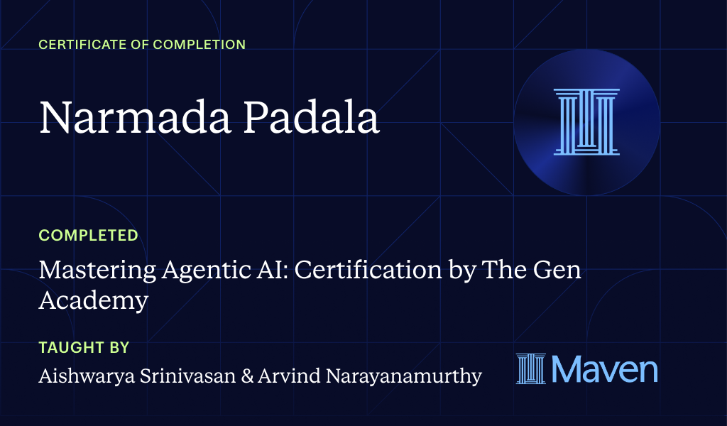 Certificate for Mastering Agentic AI: Certification by The Gen Academy