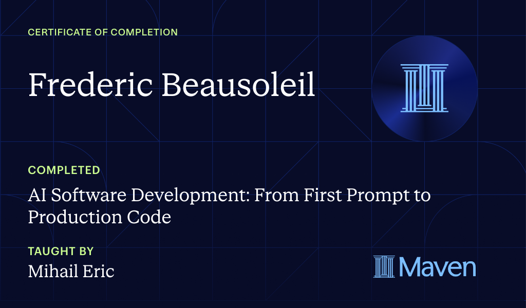Certificate for AI Software Development: From First Prompt to Production Code
