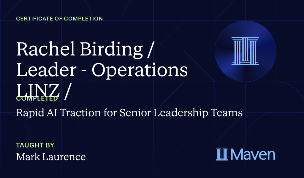 Certificate for Rapid AI Traction for Senior Leadership Teams