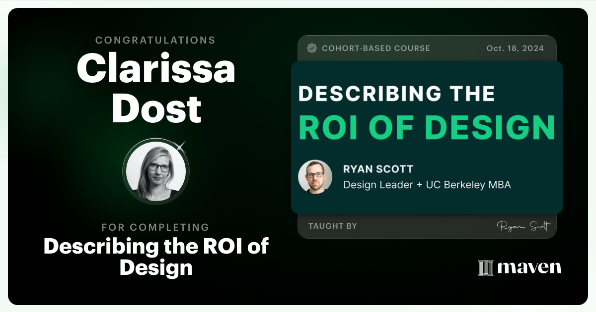 Certificate of Completion for Describing the ROI of Design