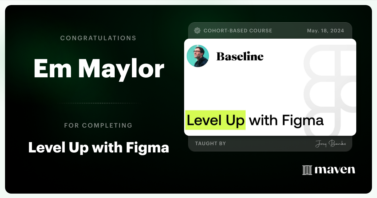 Certificate of Completion for Level Up with Figma