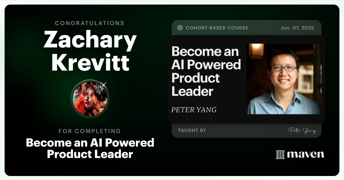 Certificate of Completion for Become an AI Powered Product Leader