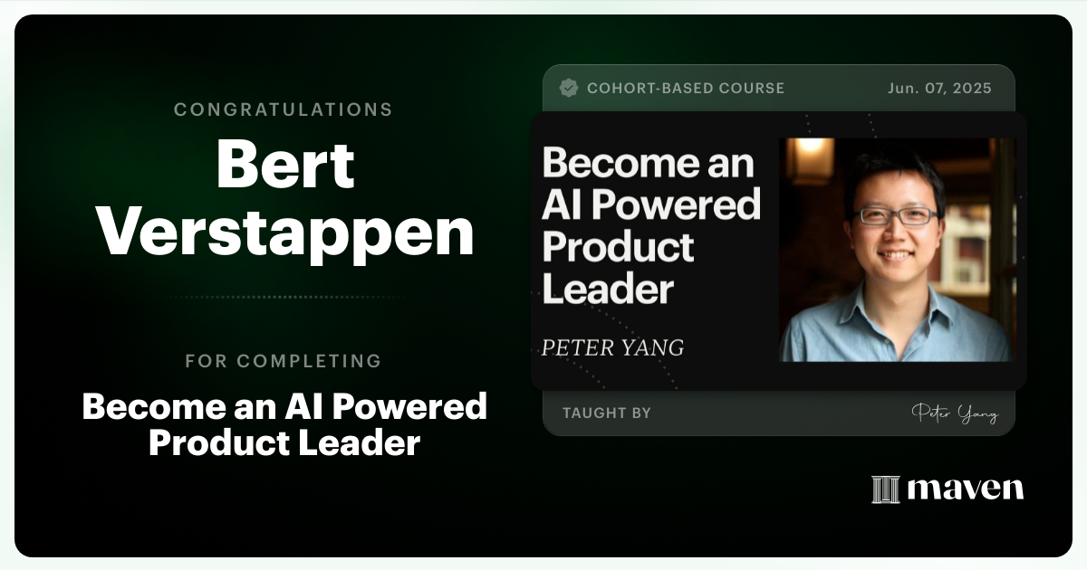 Certificate of Completion for Become an AI Powered Product Leader