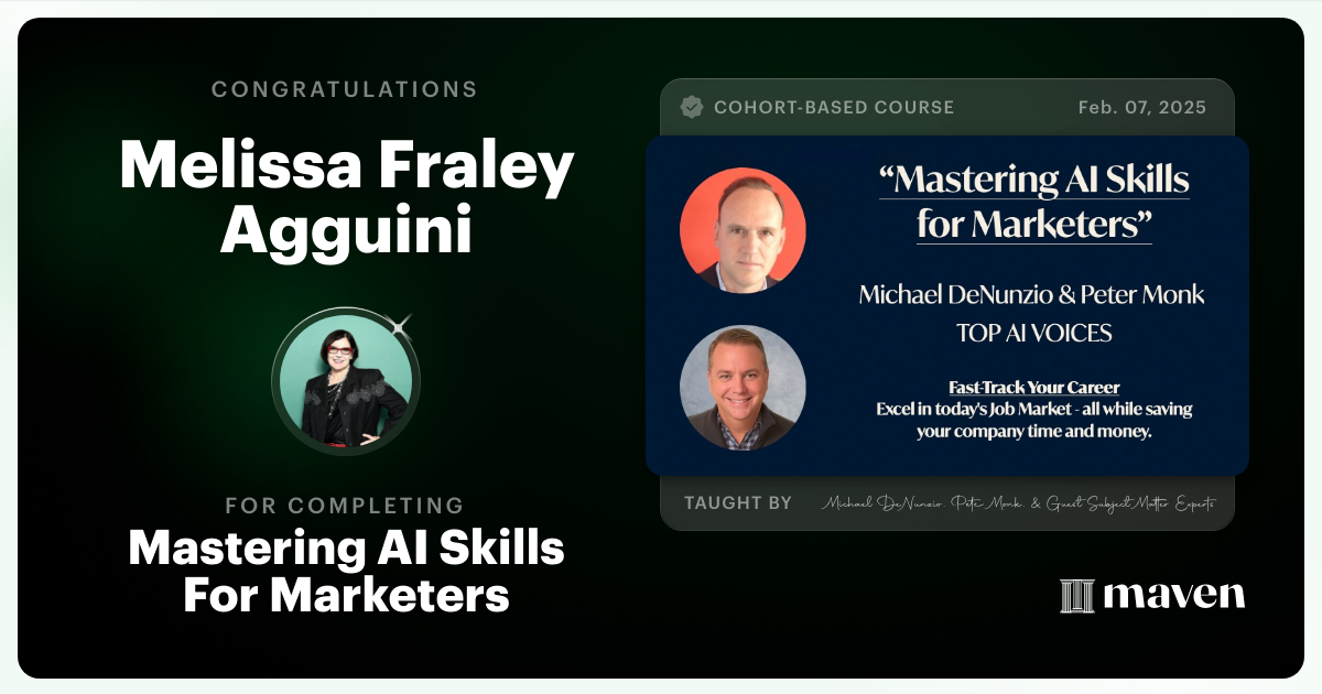 Certificate of Completion for Mastering AI Skills For Marketers