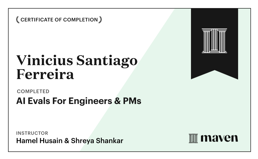 Certificate for AI Evals For Engineers & PMs
