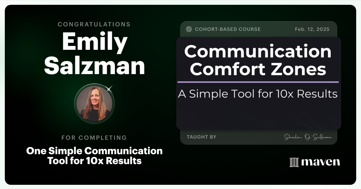 Certificate of Completion for One Simple Communication Tool for 10x Results