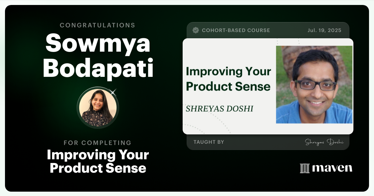 Certificate of Completion for World-class Product Sense in Practice