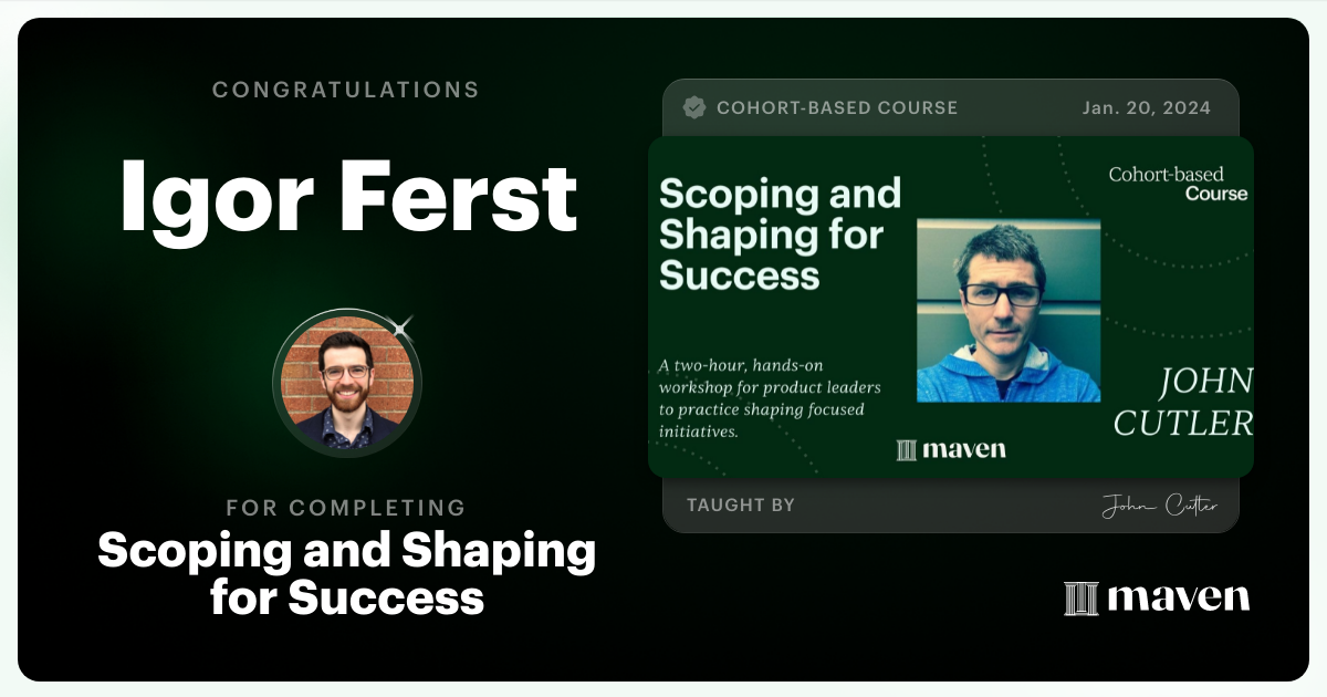 Certificate of Completion for Scoping and Shaping for Success