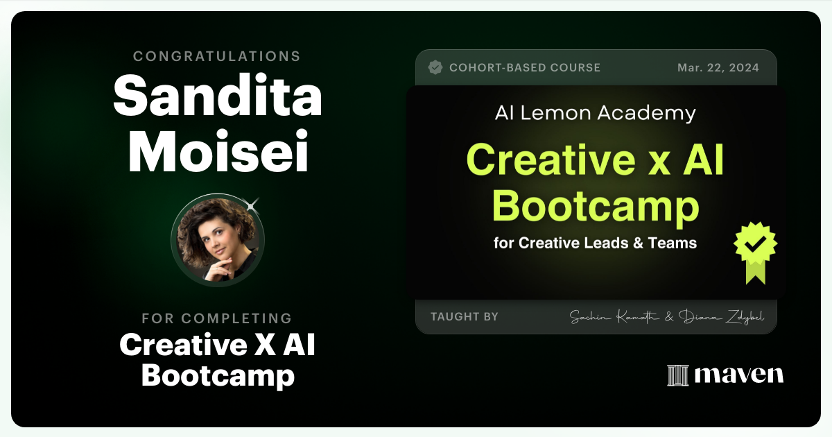 Certificate of Completion for AI x Creative Accelerator