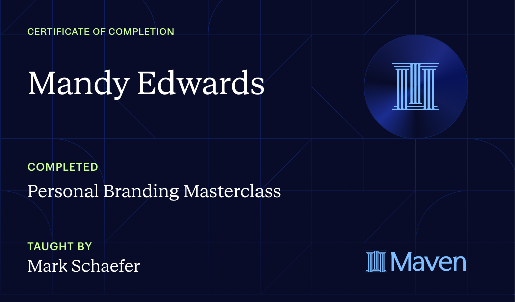 Certificate for Personal Branding Masterclass
