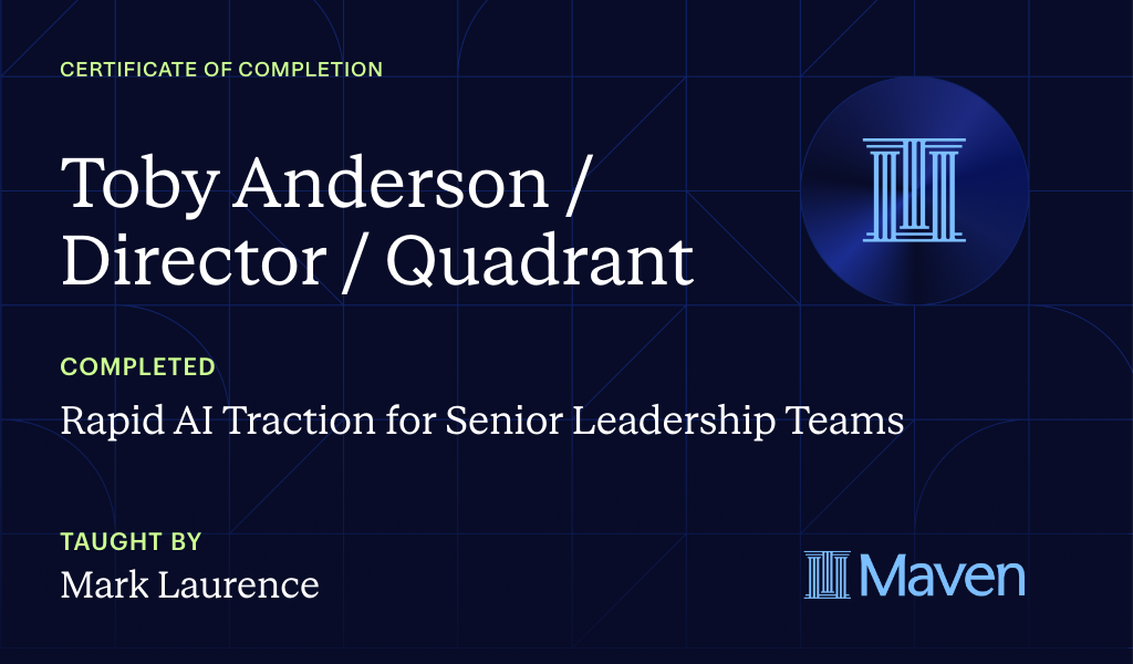 Certificate for Rapid AI Traction for Senior Leadership Teams