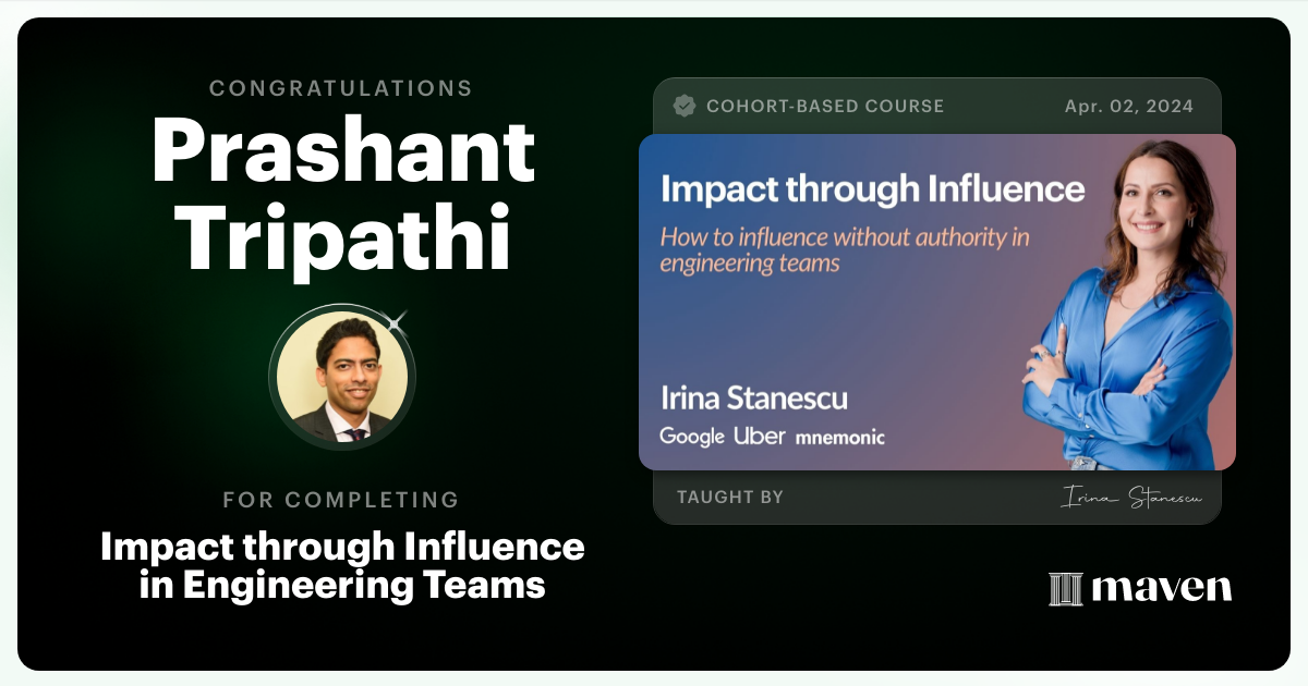 Certificate of Completion for Impact through Influence in Engineering Teams